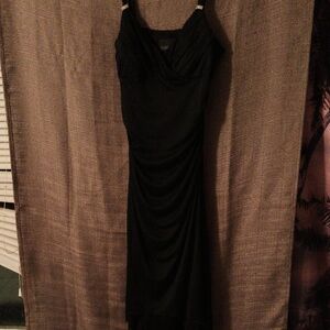 Scarlett Black Midi Dress with Draped Front